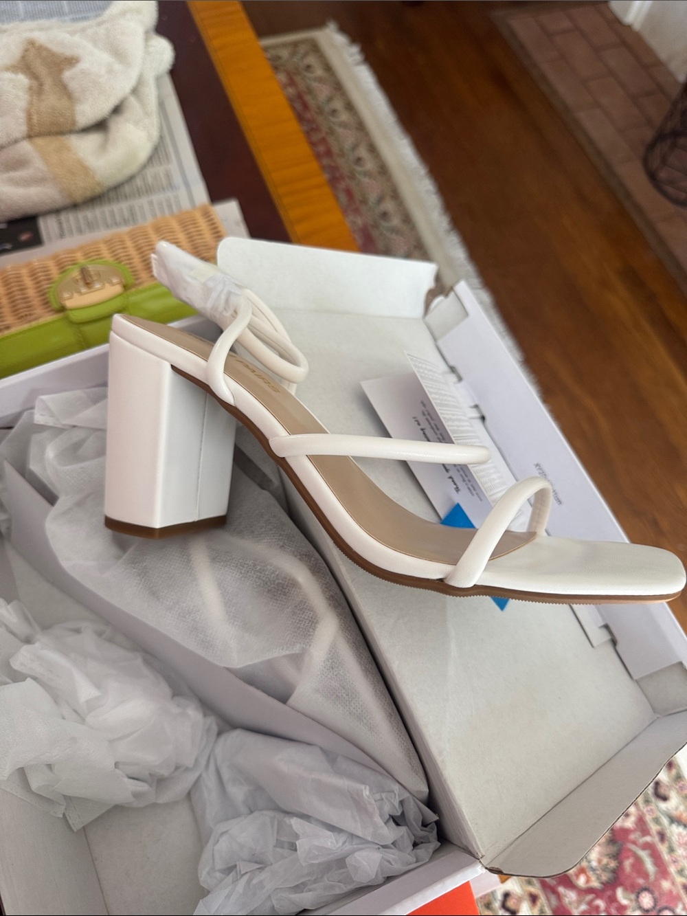 Elegant White Strappy Block Heel Sandals